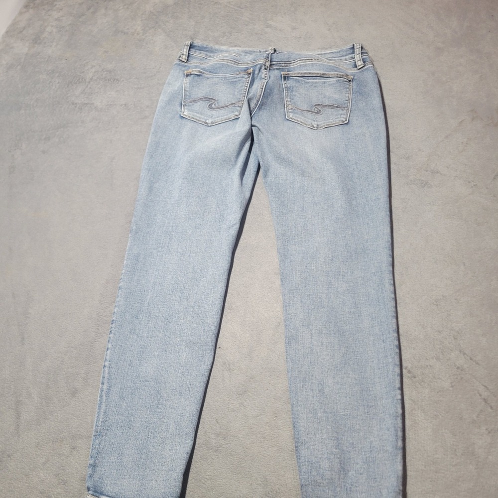 Silver Jeans Co Women Jeans‎ W31 L29 Light Blue Suki Skinny Distressed Denim